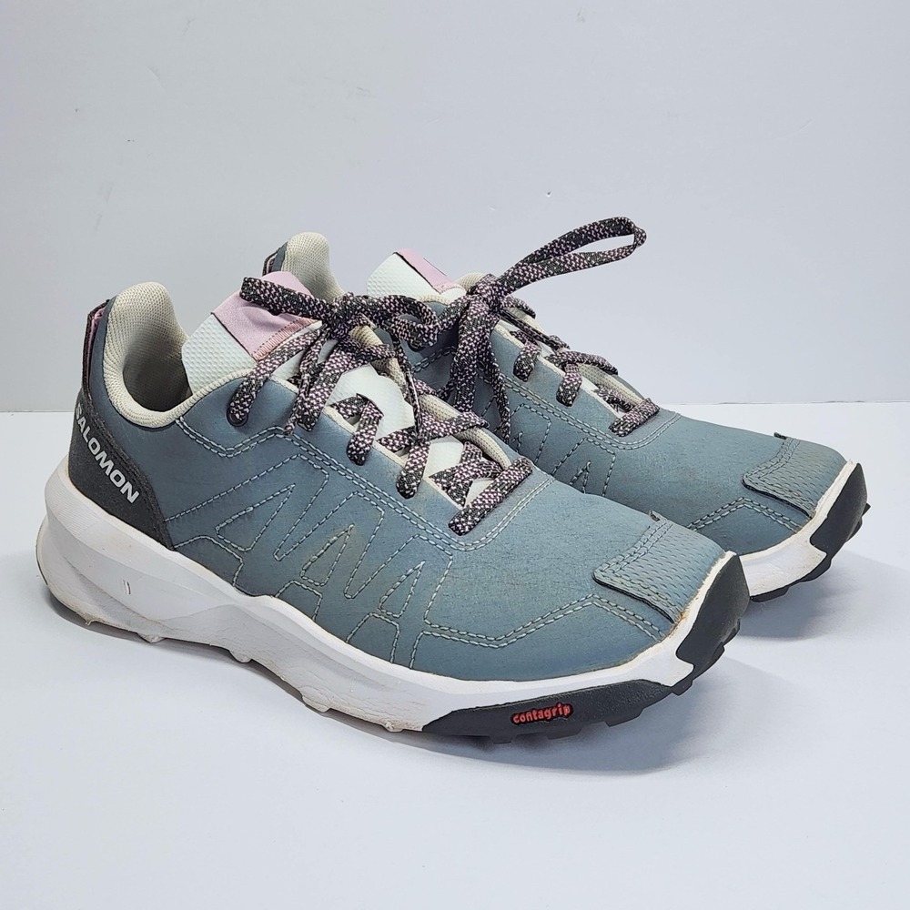 Salomon Trail Running Shoes Youth Size 5 Blue Contagrip Low Top Sneakers